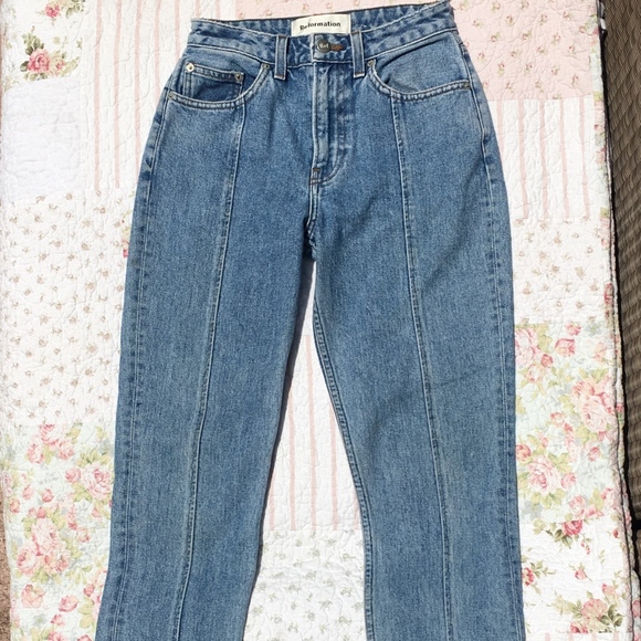 Reformation Denim - REFORMATION Seamed High Waisted Jean, Light Denim